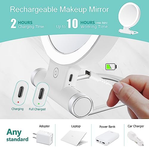 B Beauty Planet Miroir grossissant avec lumière, 20x/1x, Double Face, Miroir de Maquillage Portable, éclairage 3 Couleurs, écran Tactile à intensité Variable – Image 4