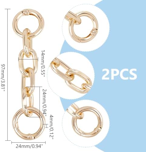 UNICRAFTALE 2pcs Chaîne de Sac à Main Aluminium Doré Clair Chaîne D'Extension de Sac à Main 9.7cm Rallonges de Sangle de Sac à Bandoulière avec Anneaux à Ressort Remplacement pour Sac à Main – Image 3