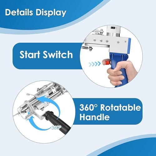 Helangel Tufting,Pistolet Tufting 5-40 Étapes/S Pistolet à Touffeter électrique 7-21 mm Réglable Machine à Tricoter Les Tapis pour Christmas l'Artisanat Tapis Vêtements – Image 6