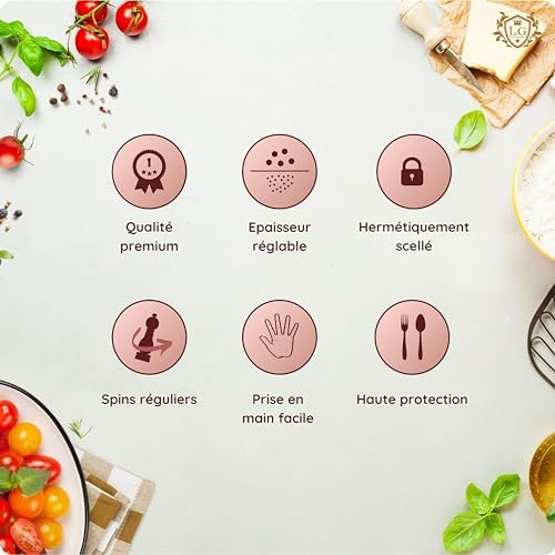 LG Luxury & Grace Lot de 2 Moulin à Poivre et à Sel, 180 ml (19x6,5 cm). Verre de Haute Qualité, Acier Inoxydable et Broyeur en Cerámique. Taille de Grain Ajustable. Élégants, Légèrs et Ergonomiques. – Image 5