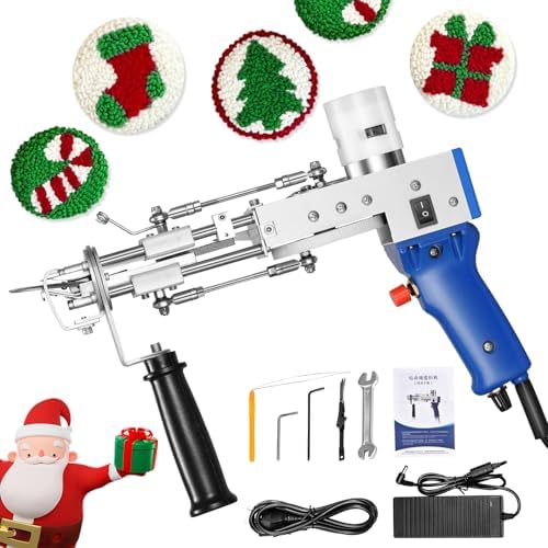 Helangel Tufting,Pistolet Tufting 5-40 Étapes/S Pistolet à Touffeter électrique 7-21 mm Réglable Machine à Tricoter Les Tapis pour Christmas l'Artisanat Tapis Vêtements