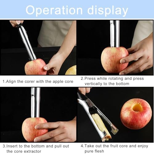 Diompirux 2 pièces Vide Pomme Haut de Gamme, Vide Trognon pomme ou de poire, Avec Lame DenteléE Tranchante Et PoignéE D'Angle Ergonomique en Acier Inoxydable, Accessoires de Cuisine et Maison, Noir – Image 5