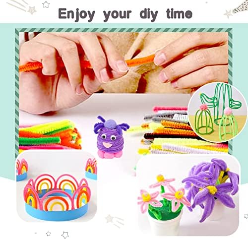TOAOB 100pcs Tiges de Fils Chenille Colorés Cure Pipes Cleaner Couleurs Assorties 6mm x 300mm pour DIY Artisanat Décoration Fournitures Loisirs Creatifs – Image 5