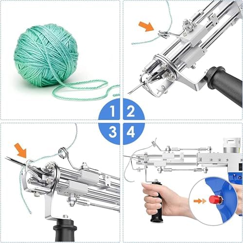 Helangel Tufting,Pistolet Tufting 5-40 Étapes/S Pistolet à Touffeter électrique 7-21 mm Réglable Machine à Tricoter Les Tapis pour Christmas l'Artisanat Tapis Vêtements – Image 4