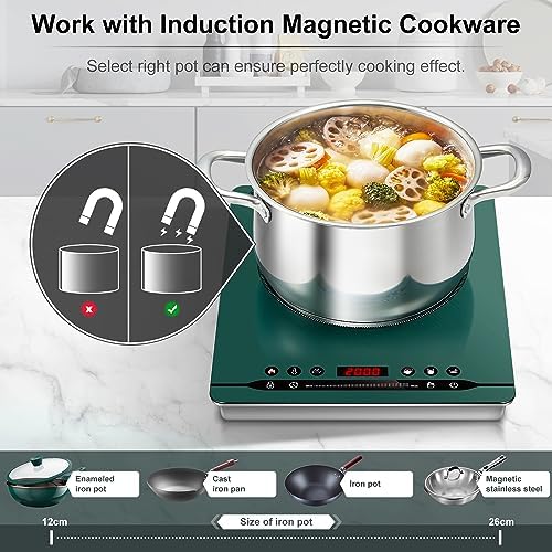 AMZCHEF Plaque de cuisson à induction simple 2000 W Plaque à induction portable avec fonctionnement silencieux, 9 niveaux de puissance et de température, 4 menus automatiques, design de boîtier ultra – Image 6