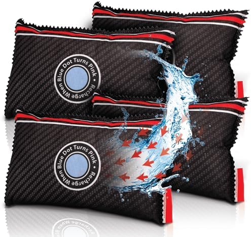 PINGI Car Dehumidifier Bag 4x 350g | Absorbs Moisture, Damp, & Condensation on Windscreens & Car Interior | 100% Leakproof | Reusable Dehumidifier | Dashboard Dehumidifier & Car Condensation Remover