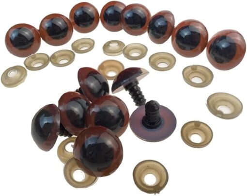 Upstore Lot de 100 yeux en plastique à coudre pour loisirs créatifs, marionnette, ours en peluche et poupée Marron 20 mm – Image 5