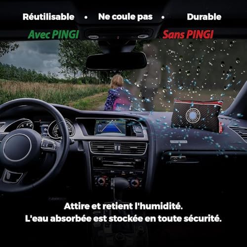 PINGI Car Dehumidifier Bag 4x 350g | Absorbs Moisture, Damp, & Condensation on Windscreens & Car Interior | 100% Leakproof | Reusable Dehumidifier | Dashboard Dehumidifier & Car Condensation Remover – Image 3