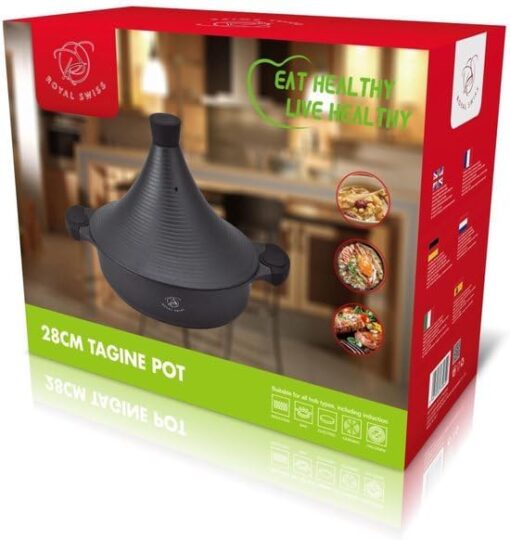 Royal Swiss Tajine de Cuisson 32cm en Aluminium Convient pour Induction Couleur Noir – Image 4