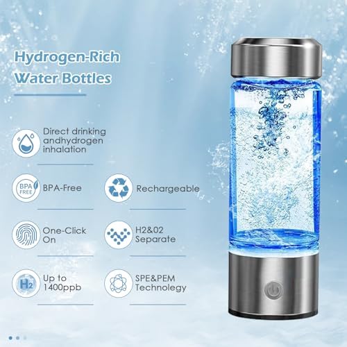 Bouteille Riche en Hydrogène Eau Portable, 430ML Générateur D'hydrogène en 3 Minutes Anti Âge, USB Bouteille d'eau Sans Fil, Fabricant D'eau D'hydrogène, pour Voyages, Maison,Bureau – Image 5