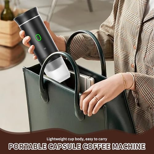 PZCC Machine à Café Portable de Voyage,Expresso Cafetière Rechargeable 12V et sa pochette Pour Camping et Voiture,Chauffage Rapide,compatible avec Capsules K-Cup et café moulu,Pour voyage (Noir) – Image 6