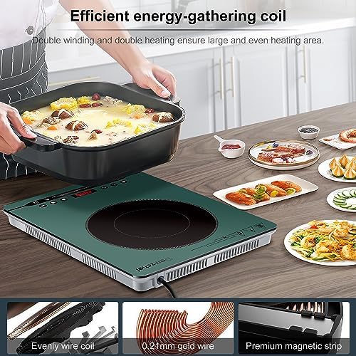 AMZCHEF Plaque de cuisson à induction simple 2000 W Plaque à induction portable avec fonctionnement silencieux, 9 niveaux de puissance et de température, 4 menus automatiques, design de boîtier ultra – Image 5