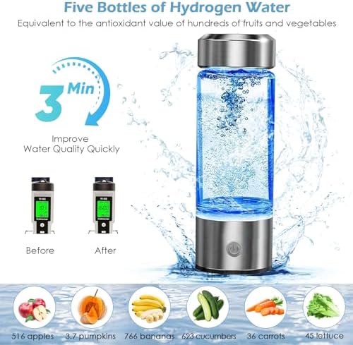 Bouteille Riche en Hydrogène Eau Portable, 430ML Générateur D'hydrogène en 3 Minutes Anti Âge, USB Bouteille d'eau Sans Fil, Fabricant D'eau D'hydrogène, pour Voyages, Maison,Bureau – Image 2