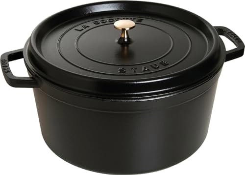 STAUB Cocotte en Fonte Émaillée avec Couvercle, Tous feux dont induction, 7 à 8 personnes, Ronde, 30 cm, 8,34 L, 8,9 kg, Noir Mat – Image 8