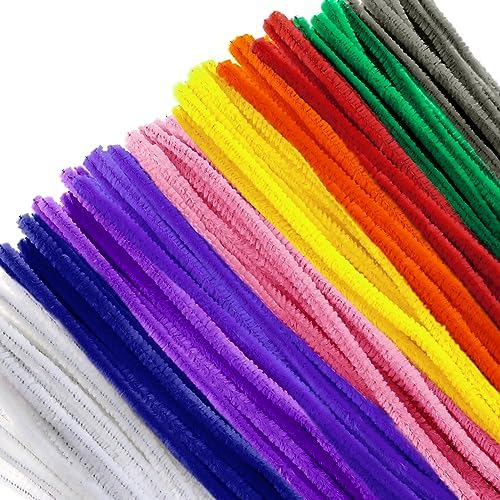 TOAOB 100pcs Tiges de Fils Chenille Colorés Cure Pipes Cleaner Couleurs Assorties 6mm x 300mm pour DIY Artisanat Décoration Fournitures Loisirs Creatifs