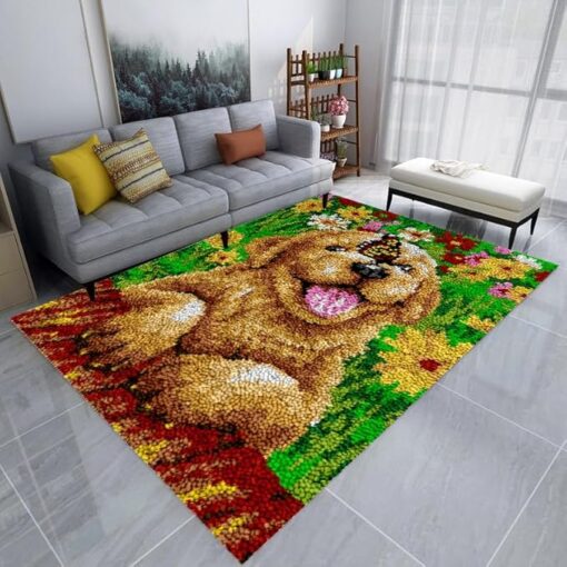 RxueSug Tapis au Point Noué Kit de Tapis de Crochet Verrouillage Broderie Canapé Coussin Artisanat Tapisserie Adultes Création Tapis à Crocher Tapis Noué à Nouer Soi-Même Décor à la Maison 45 x 70 cm – Image 2